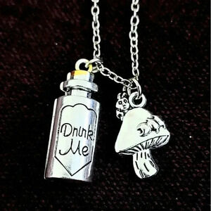 Alice In Wonderland Drink Me Absolem Caterpillar Necklace
